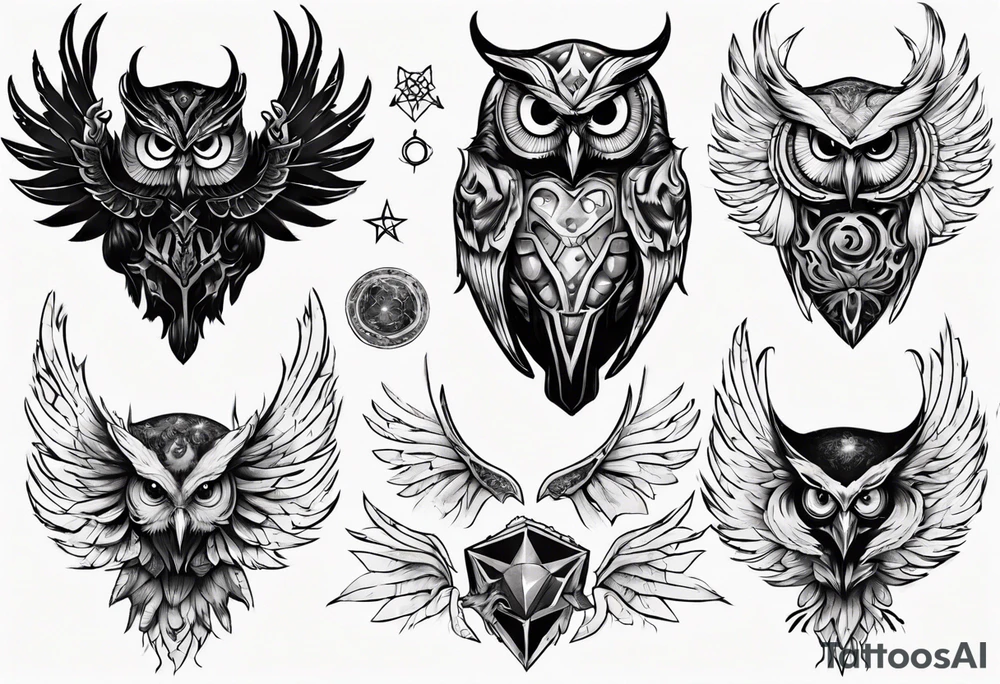 The Demon Owl Stolas, a Prince of Hell who is obsessed with gems, knowledge of astrology and poisonous plants. tattoo idea