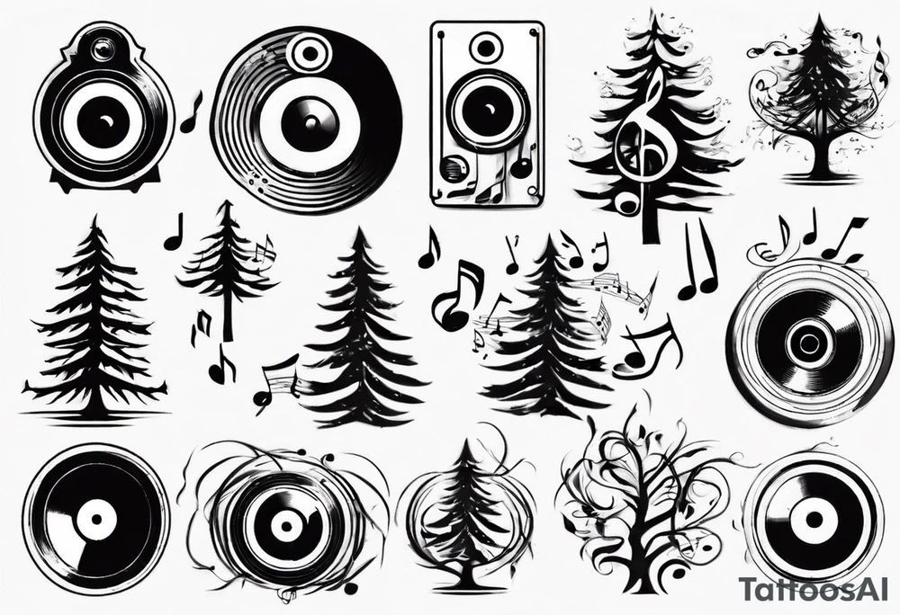 music speaker note tree stave notes tattoo idea
