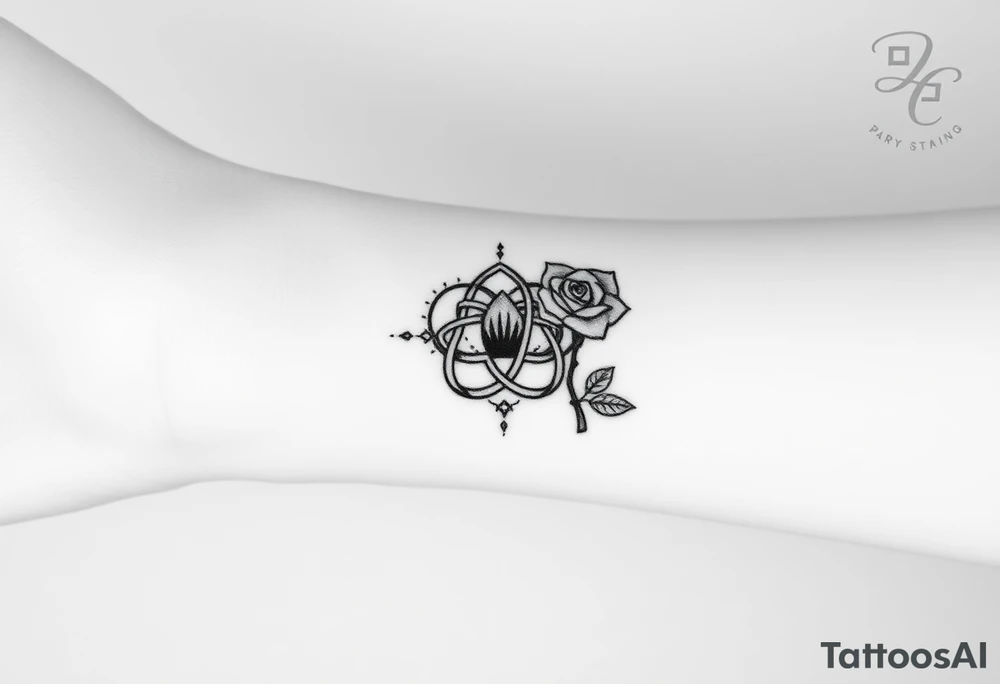 Can you make me a design for a tattoo with Lilith  royalty symbol  a loose knot and a rose tattoo idea