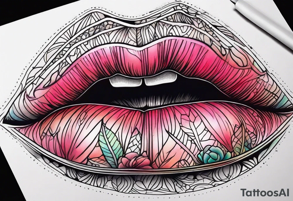 Sexy female lips tattoo idea