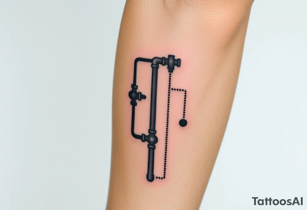 detailed system of plumbing pipes vertical tattoo idea