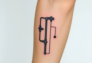 detailed system of plumbing pipes vertical tattoo idea