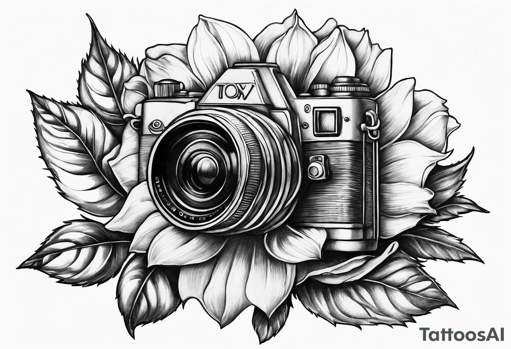 sunflower, camera, flower rose , book tattoo idea