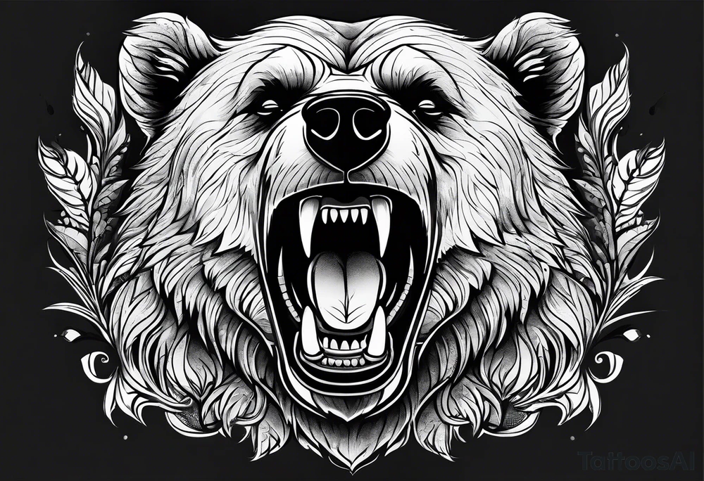 bear showing teeth tattoo idea