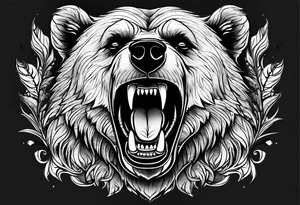bear showing teeth tattoo idea