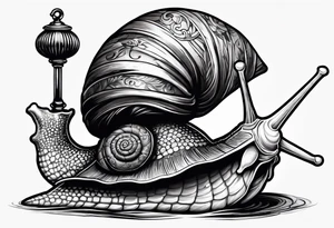 Snail wearing a traditional pirate hat on its shell tattoo idea