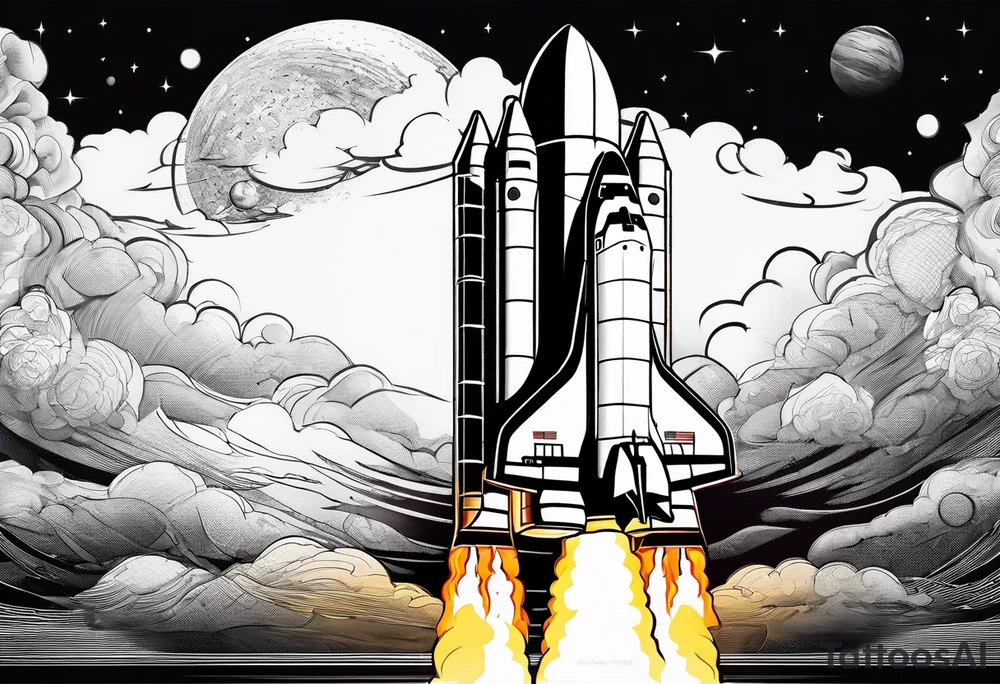 space shuttle launching to space tattoo idea