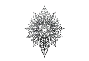 spiritual bold line feather mandala indian tattoo idea