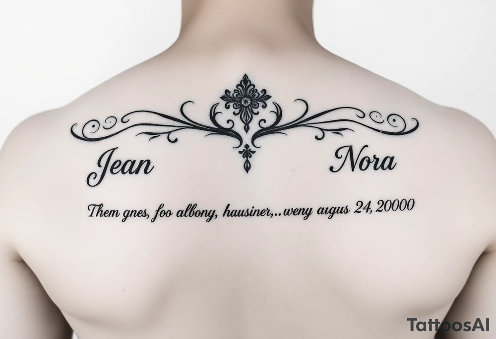 Meaning of names Jean God is gracious born on February 26 1971 mother , Sara Princess born on January 28 1999 oldest daughter, Nora honor and light born on August 14 2000 youngest daughter tattoo idea