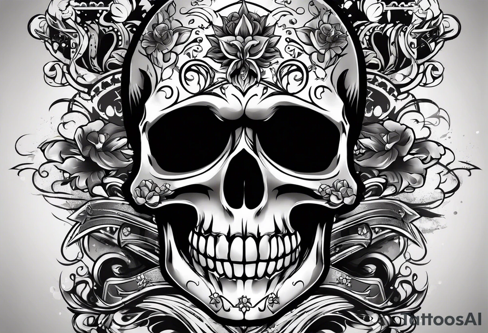street art graffiti skull with the words "GenX OG" tattoo idea