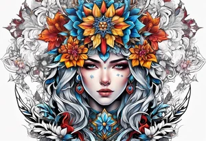 snowflake warrior, flower tattoo idea