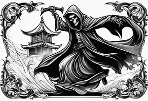 Grim reaper dance with girl tattoo idea