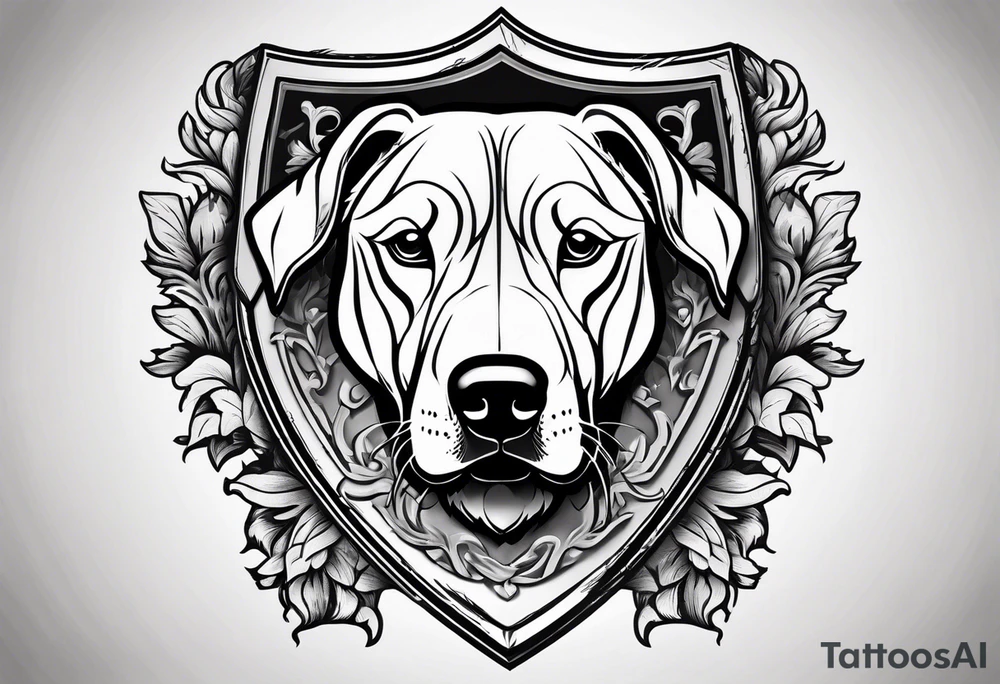 a coat of arms with a hound in the shield tattoo idea