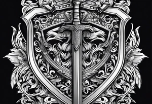 Valhalla sword shield banner tattoo idea