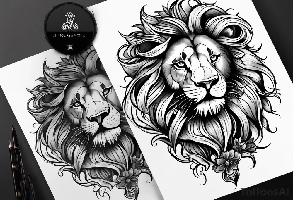 lion skeleton body tattoo idea