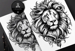 lion skeleton body tattoo idea