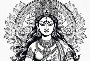 Durga with lotus tattoo idea