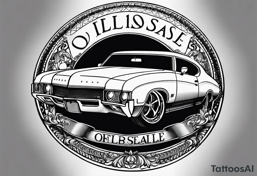1970 442 Oldsmobile inside a circle tattoo idea