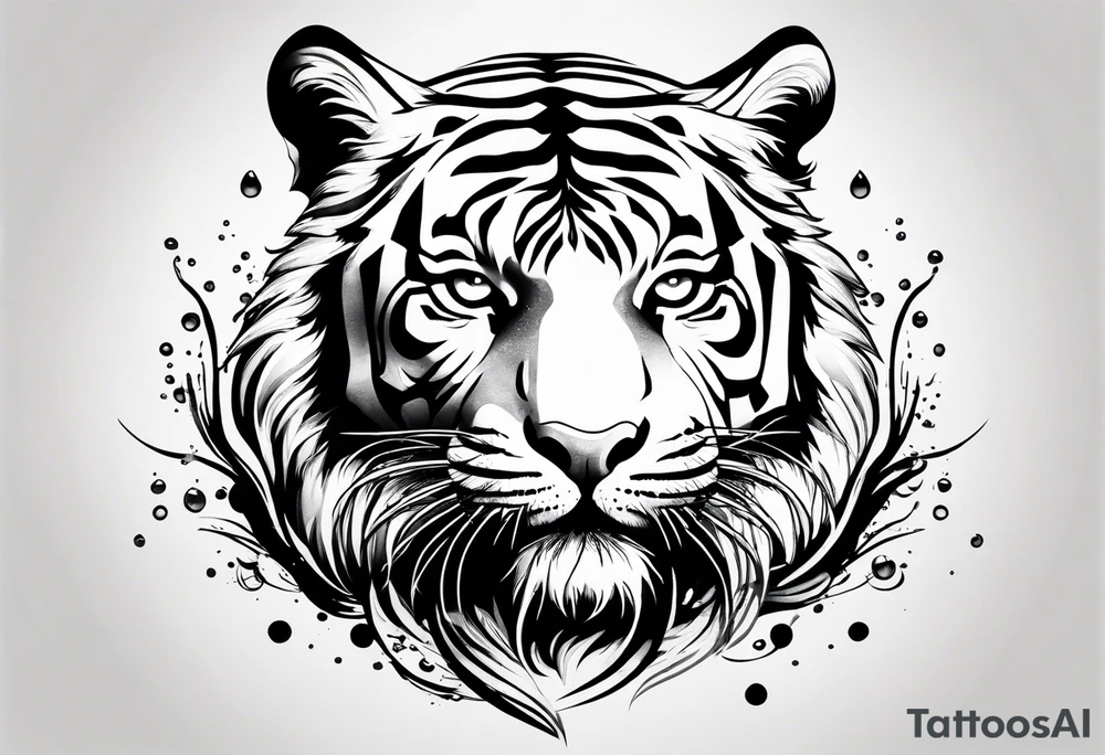 minimalist tiger splashing water tattoo idea