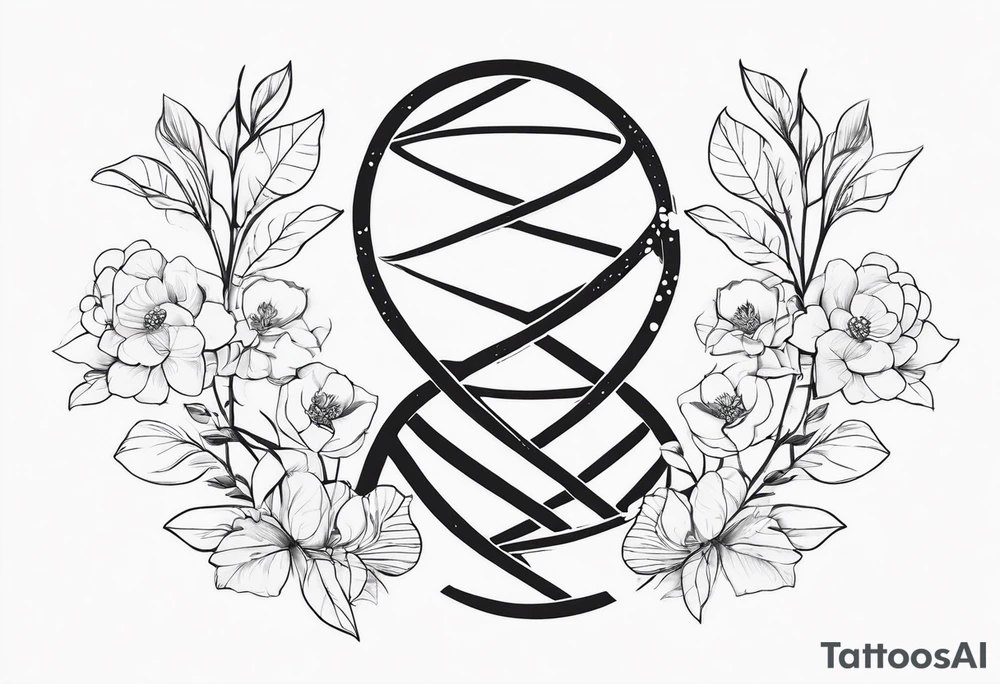 minimalist dna with floral elements tattoo idea