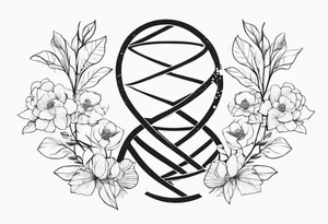 minimalist dna with floral elements tattoo idea