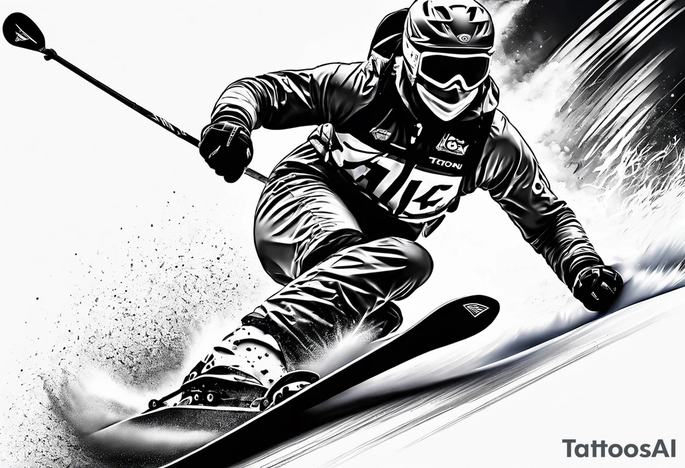 Skier in motion, fine line, more abstract tattoo idea Skier in motion, fine line, more abstract tattoo idea