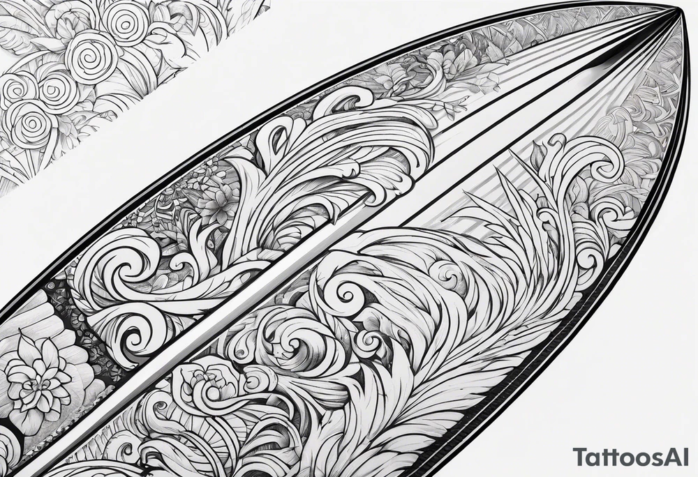 Surfboard white tattoo idea