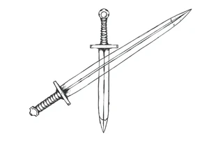 generate one sword and make the tip of the edge kind of pushed in, then purtude back out at the tippy top tattoo idea