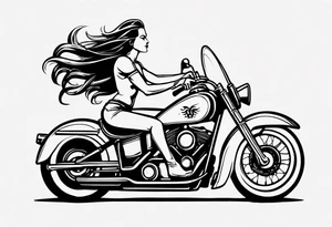 i want a tattoo of a girl riding a motorcycle with flames the words “Viking Customs” tattoo idea