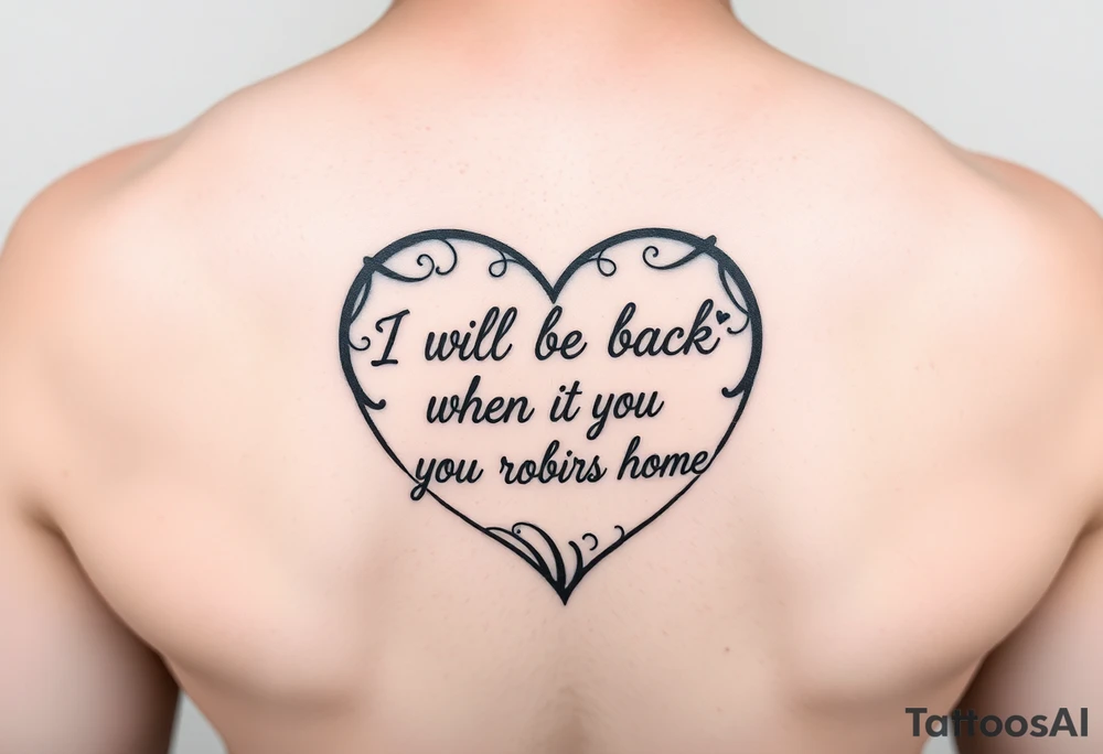 heart outline with the Words "I will be back when the robins come home" tattoo idea