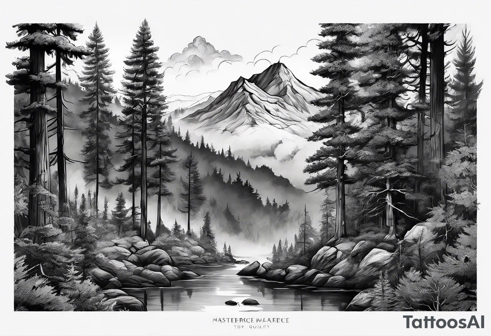 Forest trees smoke tattoo idea
