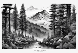 Forest trees smoke tattoo idea