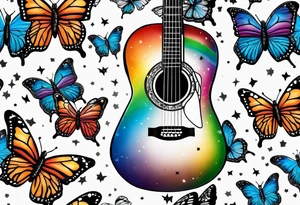 Guitar, butterfly, rainbow, Woody tattoo idea