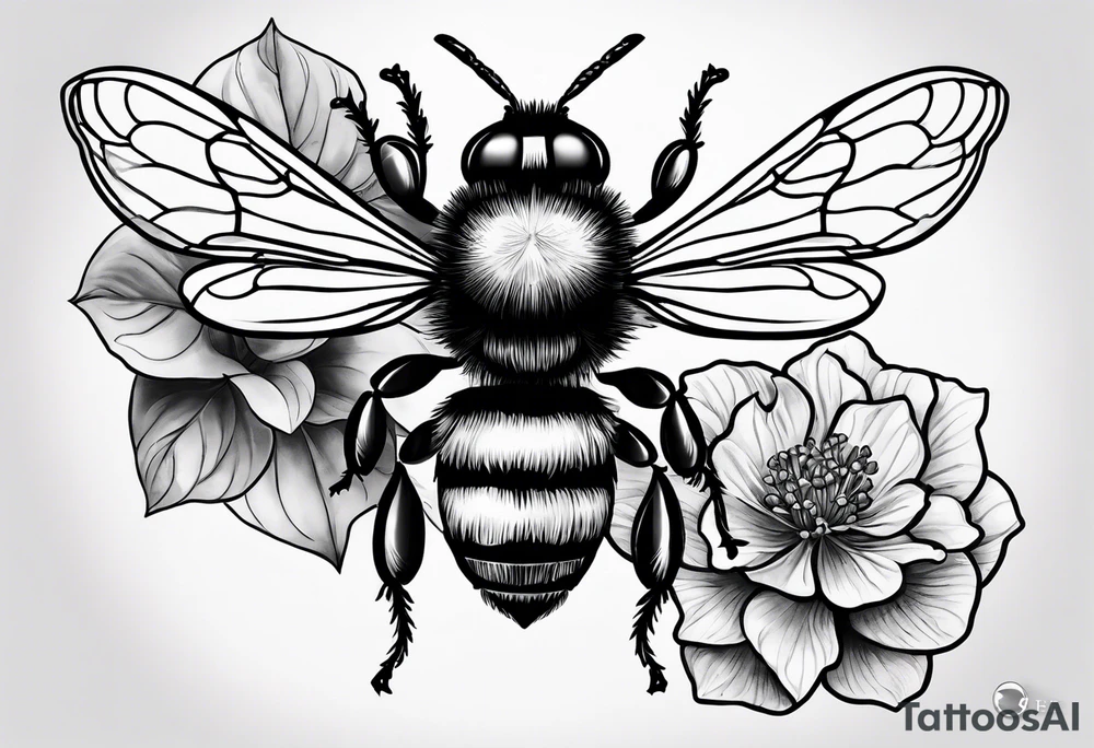 Small tattoo. There’s a hydrangea and a bee but they are not touching. Make the bee smaller than the hydrangea and have the bee off to the side. tattoo idea