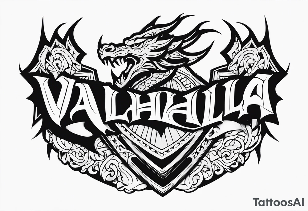 Valhalla sword shield dragon tattoo idea