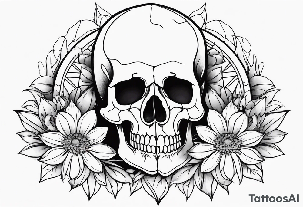 skull and aster tattoo idea