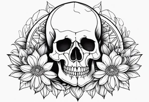 skull and aster tattoo idea