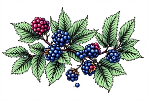 American traditional style Blackberry vine in a line tattoo idea