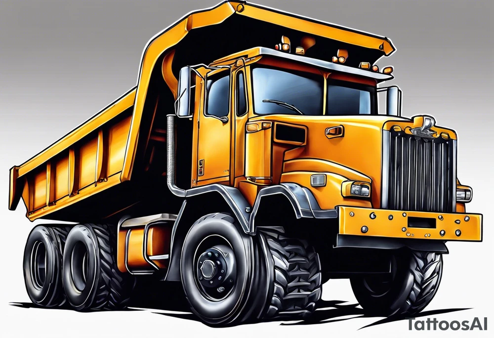 Realistic tattoo of a Dump truck on a forearm tattoo idea