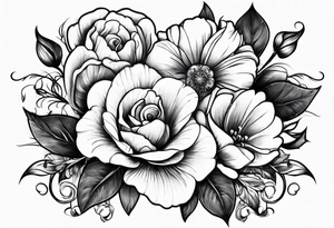 flowers hearts time tattoo idea