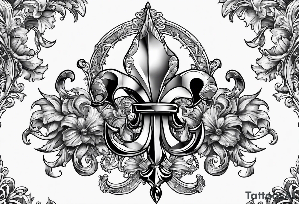 Fleur de lis with swords tattoo idea