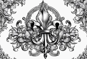 Fleur de lis with swords tattoo idea