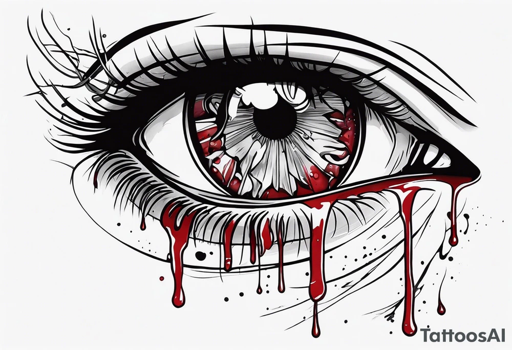 Bloody tear flow to down from eye sleeve tattoo tattoo idea