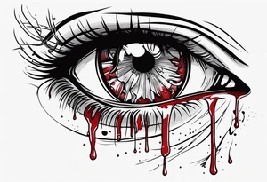 Bloody tear flow to down from eye sleeve tattoo tattoo idea