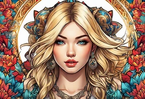 Most beautiful petite golden haired girl getting beamed down to earth from the mother ship tattoo idea