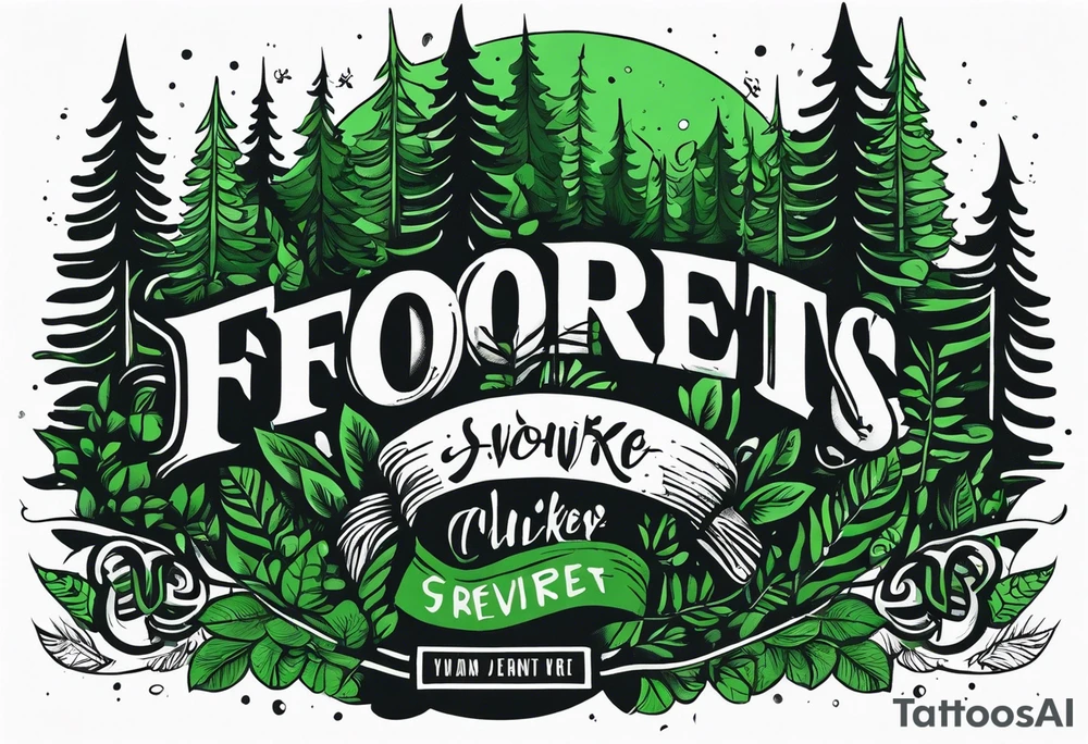 forest, green and black, no people tattoo idea