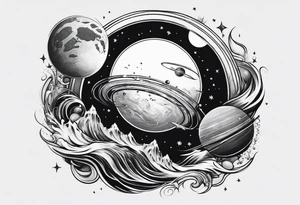 planet collision tattoo idea