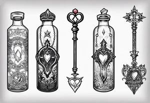 Kingdom hearts key blade in a potion bottle tattoo idea