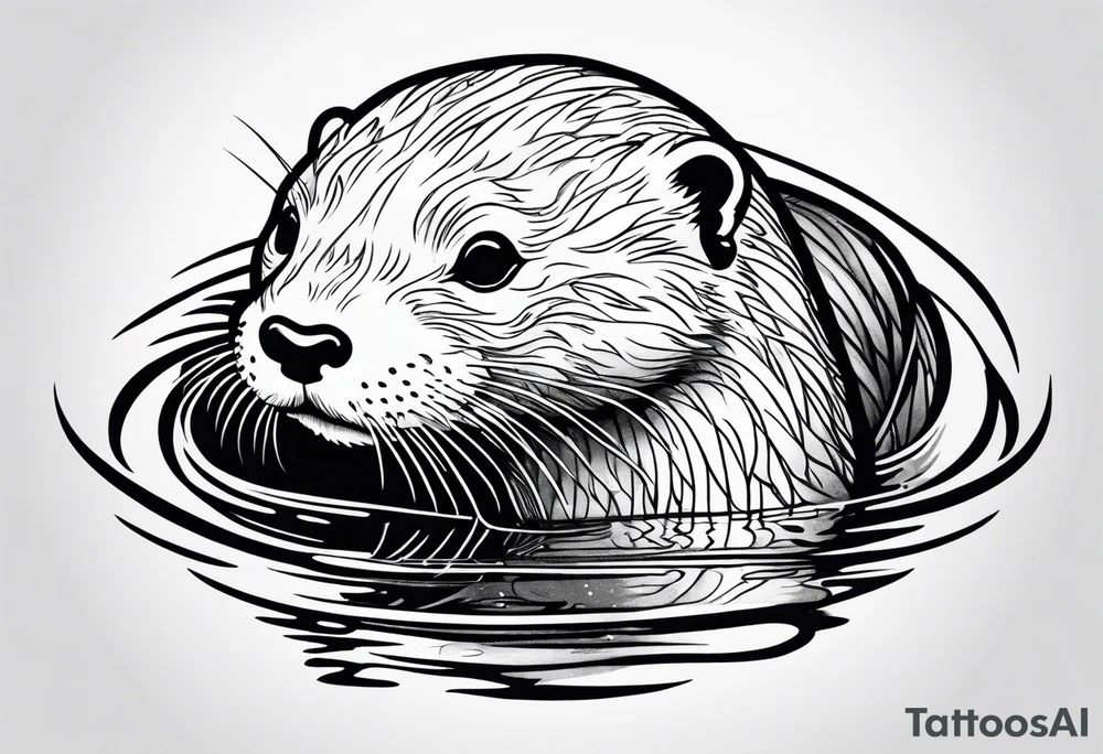 an otter floating on its back with its belly out of the water tattoo idea