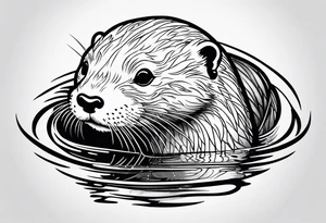 an otter floating on its back with its belly out of the water tattoo idea
